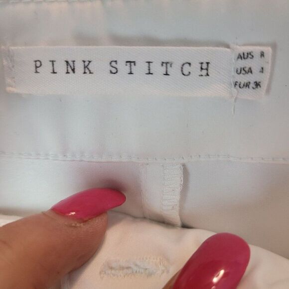 Pink Stitch Athletic White Slim Fit Vented Pants 4 Activewear Sportswear Golf - Picture 3 of 10